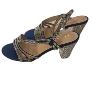 Women's Strappy Chunky Block Rhinestone High Heels